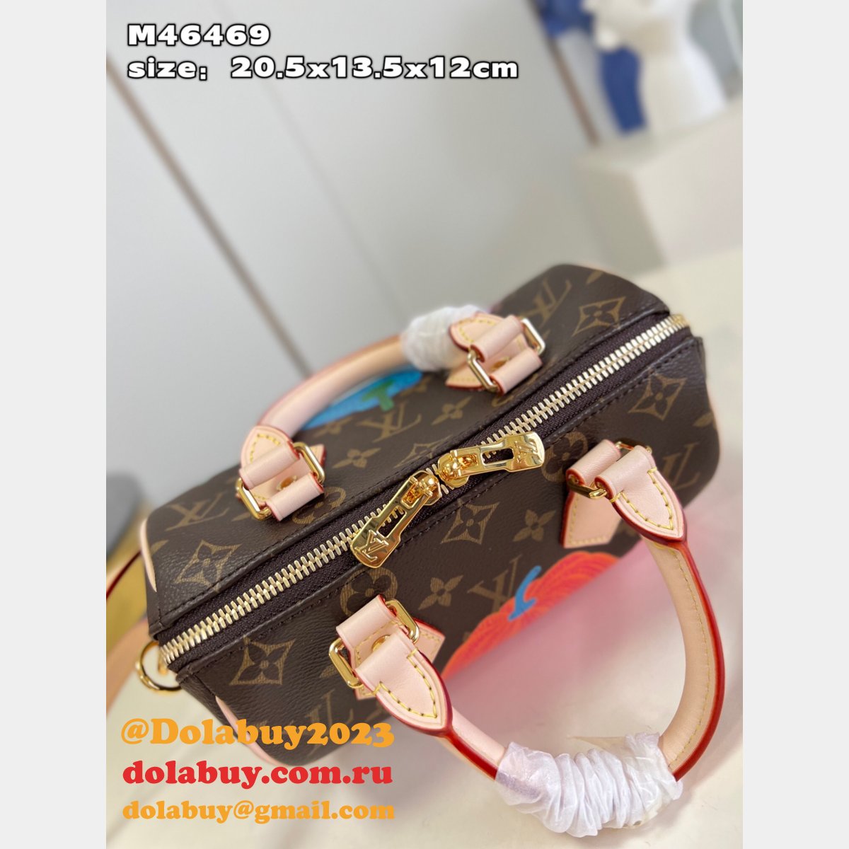 M46469 Louis Vuitton LV x YK Speedy Replica Bandouliere 20 Monogram