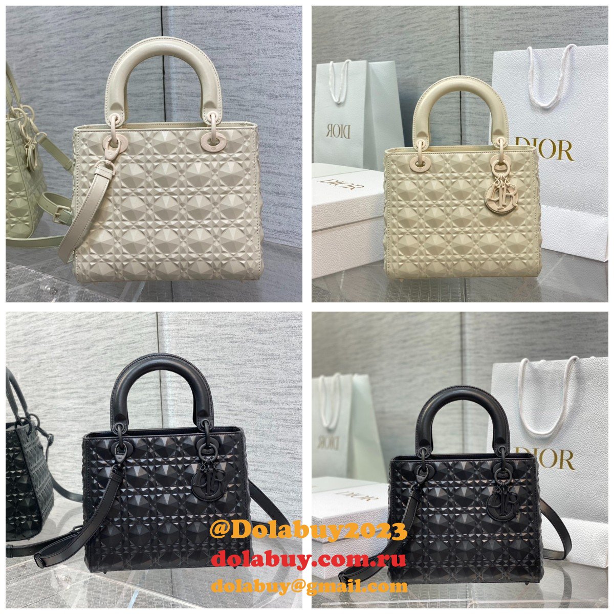 Christian Lady Dior 24cm AAA+ Replica Top Quality Black Bag