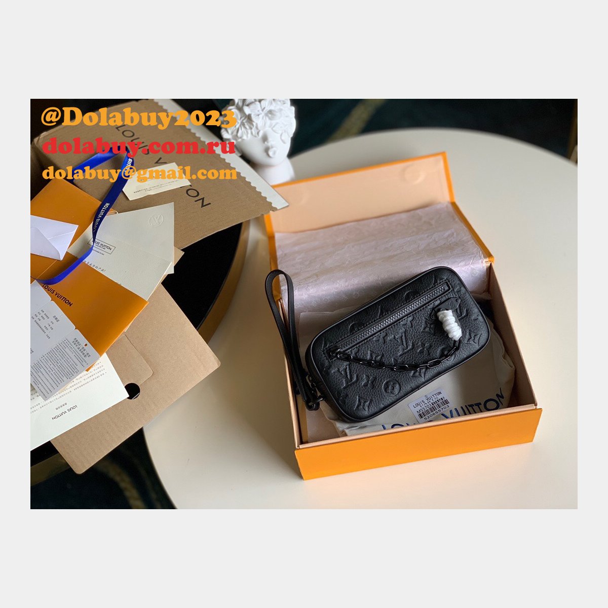 Top Quality Fake Louis Vuitton M55703 Pochette Volga Taurillon Monogram Black