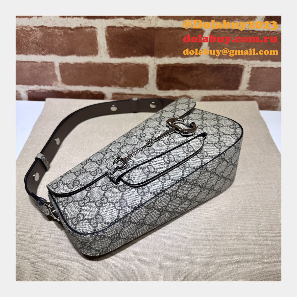 perfect G*u*i replica horsebit 764155 7 star 1955 shoulder beige bag