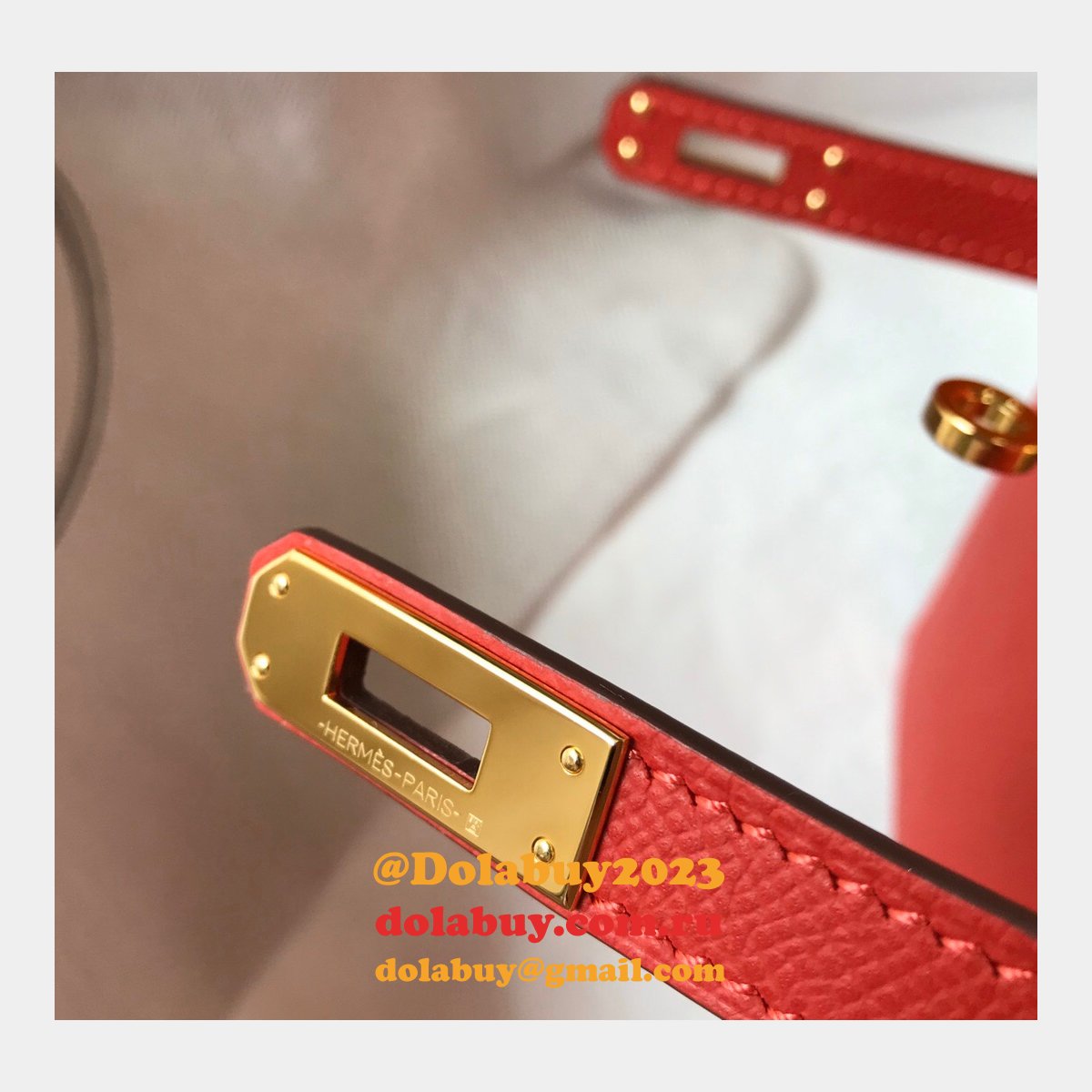 Replica Hermes Red Mini Kelly Handbag Epsom leather