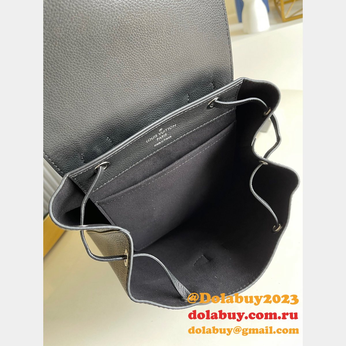 Louis Vuitton M41815 Backpack Lockme Leather NavyBlue/Black/Apricot/Red