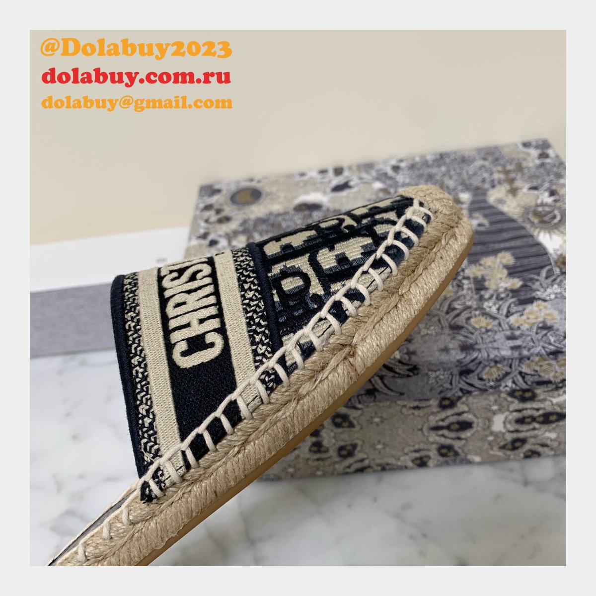 Best Quality 1:1 Mirror Dior Embroidered Fisherman Shoes