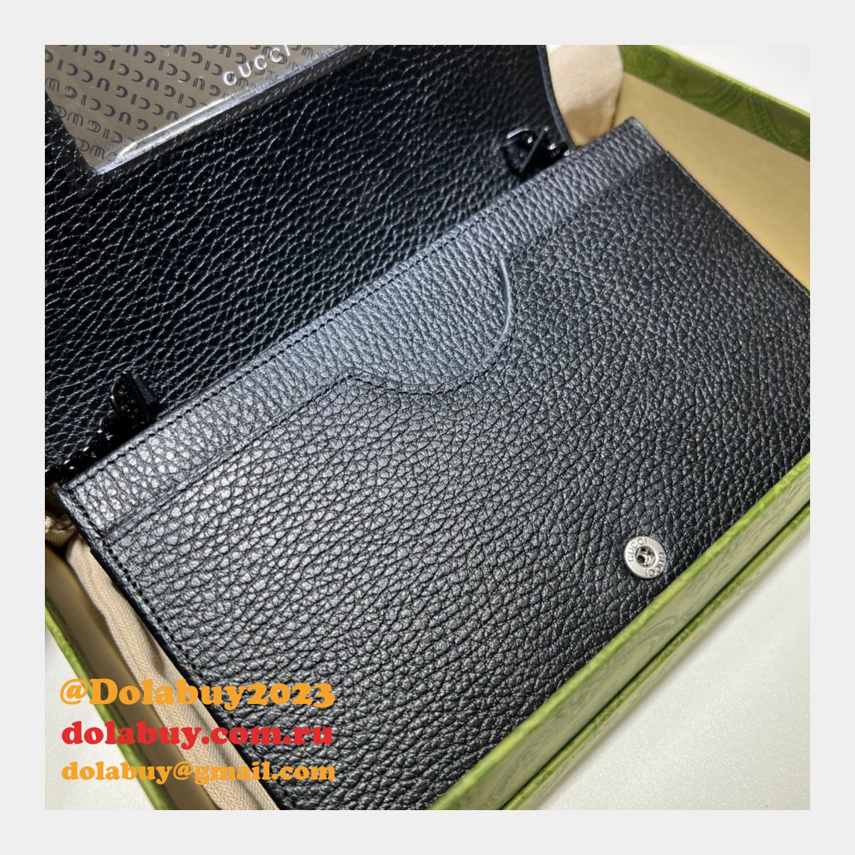 Top Luxury GG Gucci Replicas 497985 Marmont leather mini Chain Wallets bag