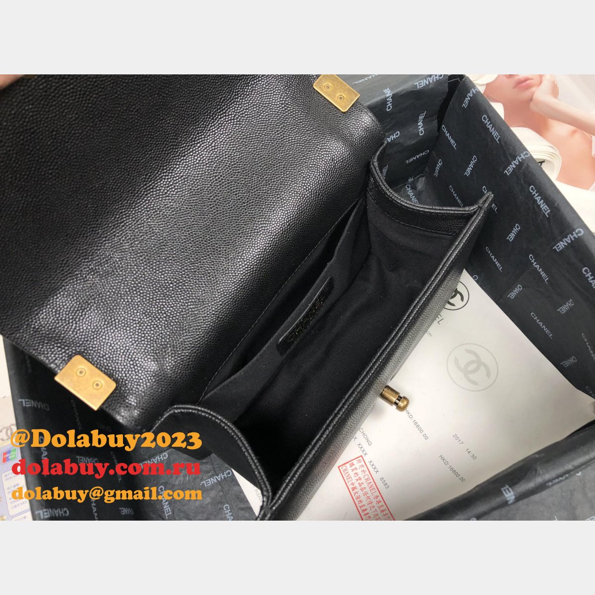 Top Quality CC 67085 Le boy Bag caviar leather 20CM