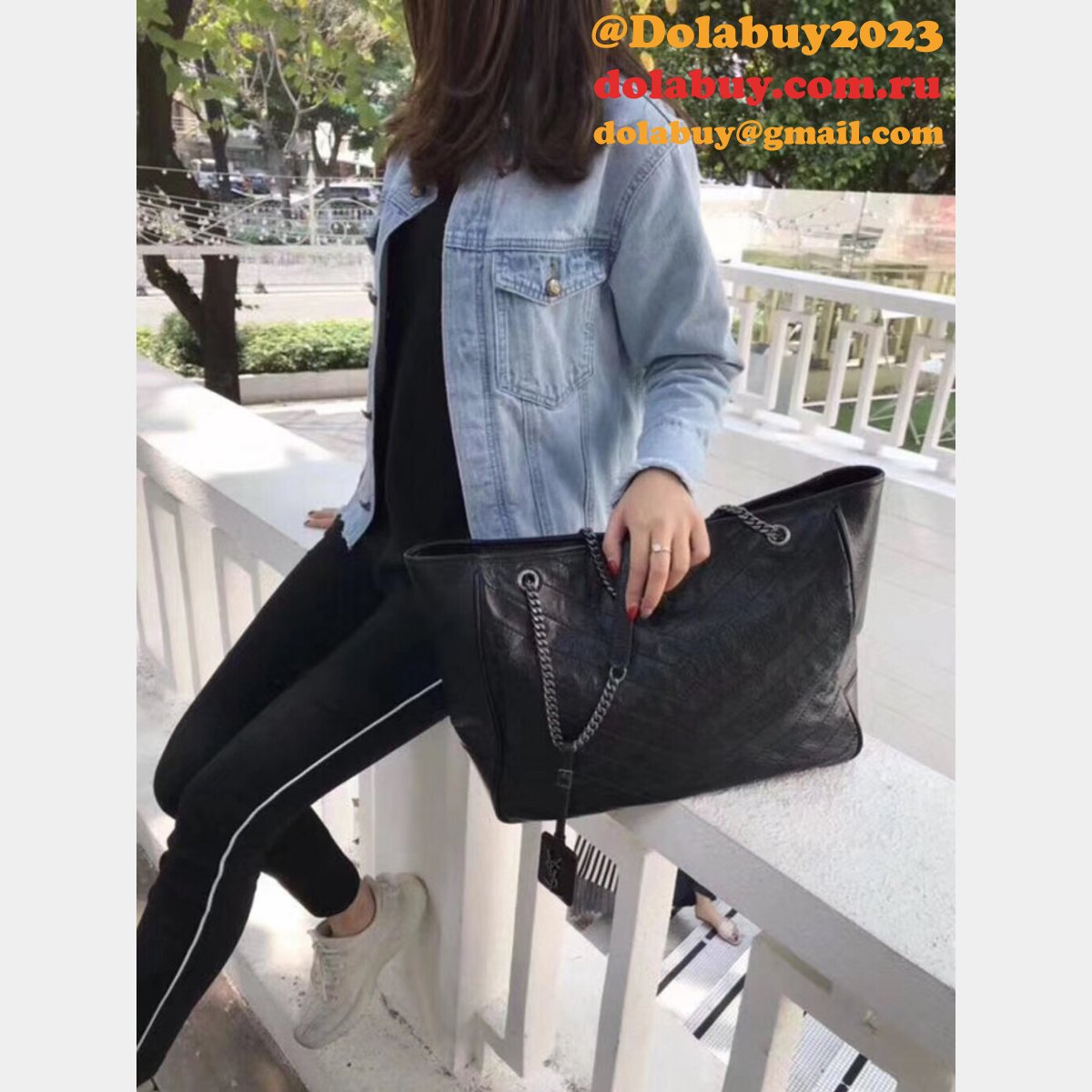 YSL 504867 Replica Saint Laurent Niki Shopping Bag Black Vintage