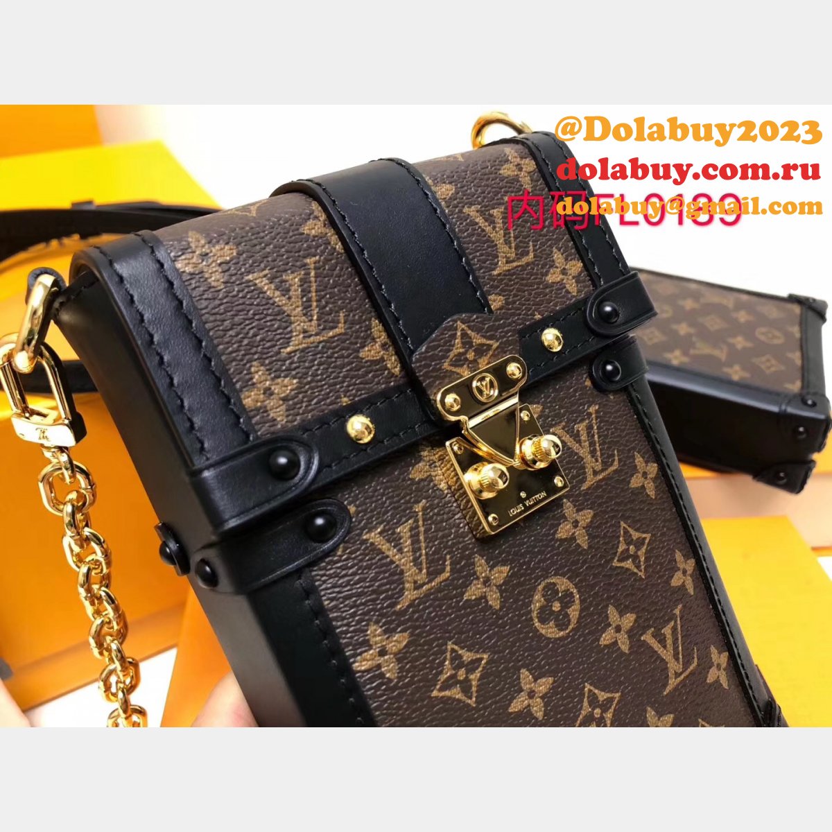 Louis Vuitton AAA+ Vertical Trunk Pochette Monogram M63913 Brown