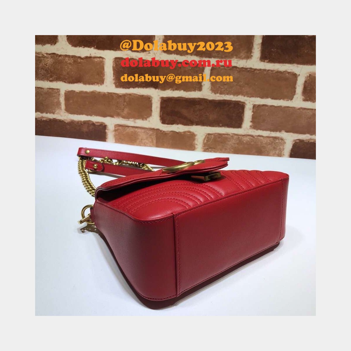 cheap 547260 G*u*i chevron leather gg marmont mini top handle