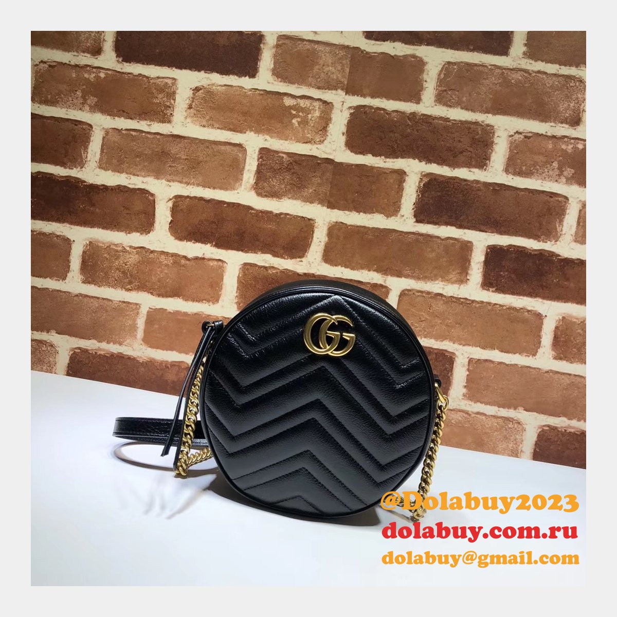 top quality 550154 G*u*i gg marmont mini round shoulder bag