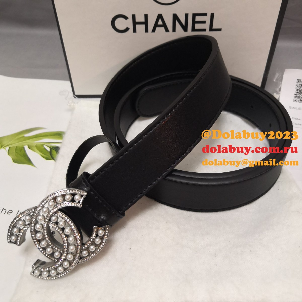 Luxury Replica CC Double C Belt Black Width 3.0cm 1137