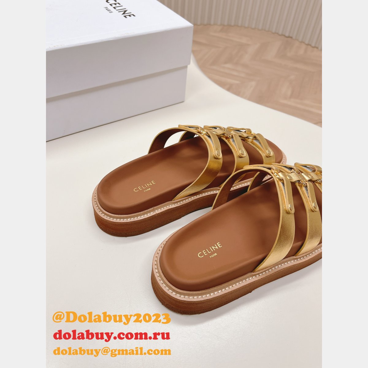Classic Retro Celine Fake Flat Sandals Shoes