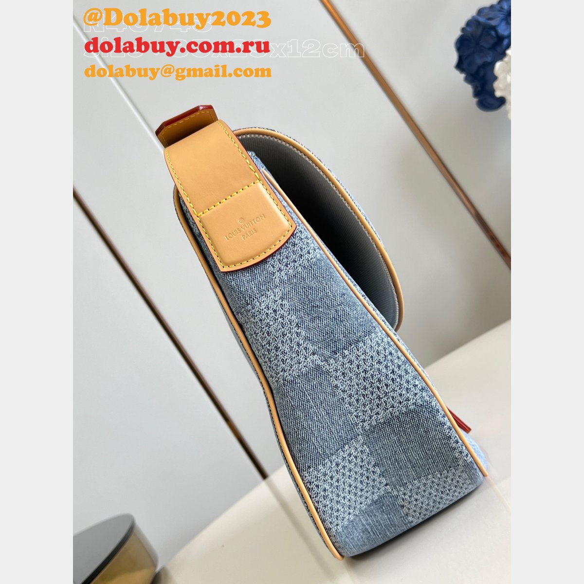 Louis Vuitton Fake Montsouris Messenger MM Damier N40743 Men Blue Bag