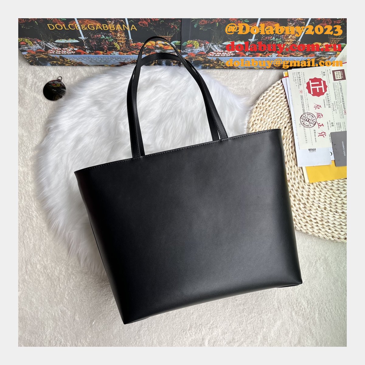Luxury Replica Dolce & Gabbana Shopping DG Logo Tote 6650 Store Bag