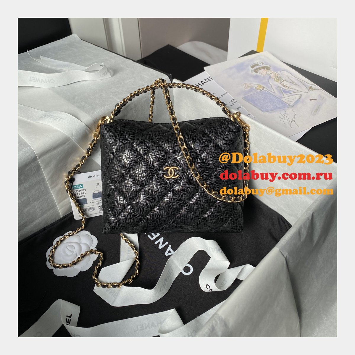 Duplicate Shop Knockoff AP4066 Black/White Shoulder Bags