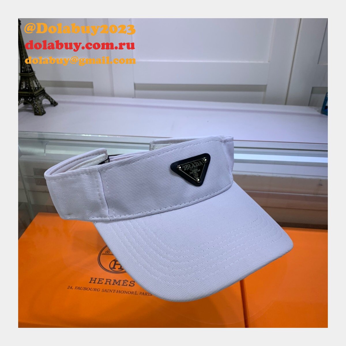 Wholesale Prada Metal triangle logo Empty top hat