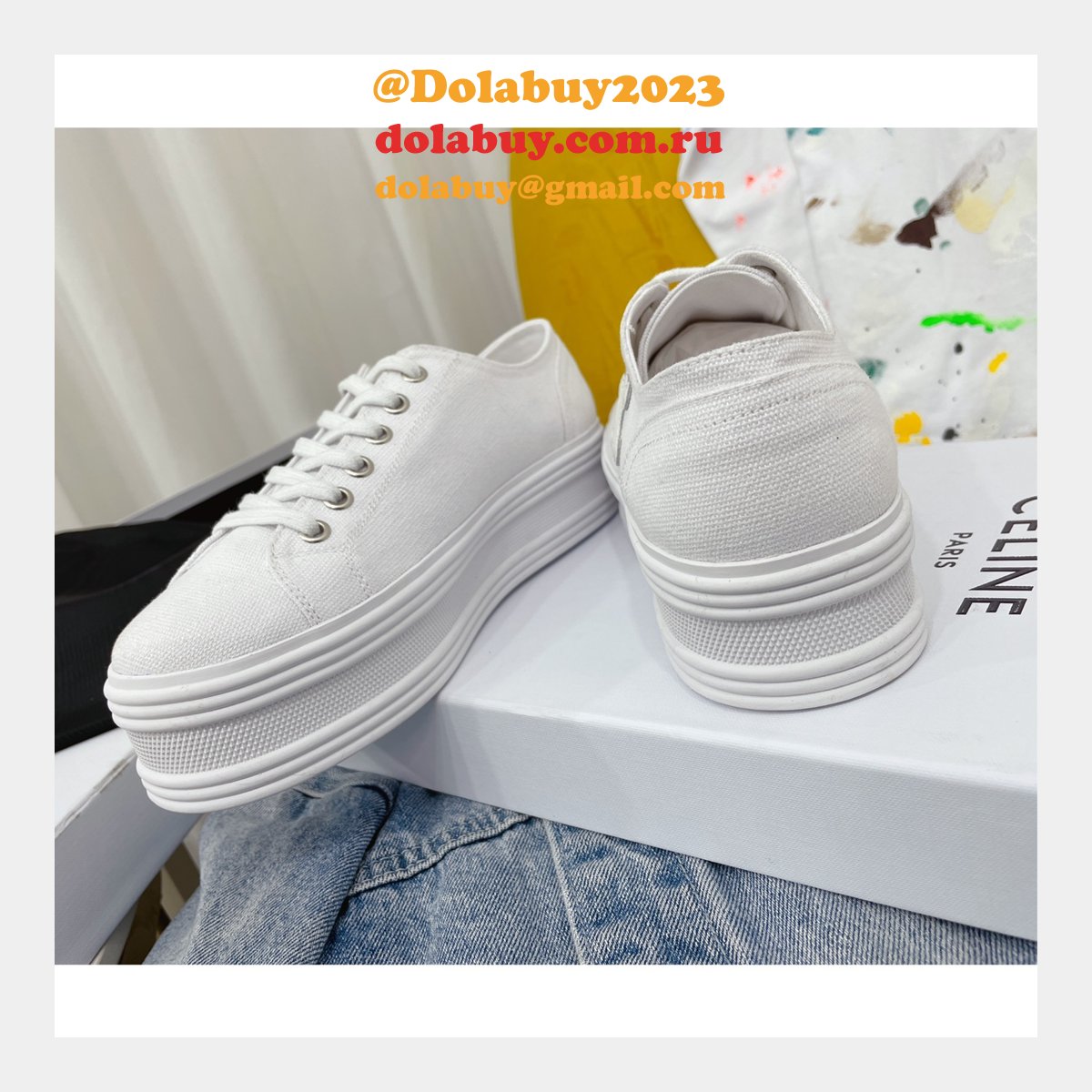 Buy 2022 Replica Celine Platform Canvas Shoes Online