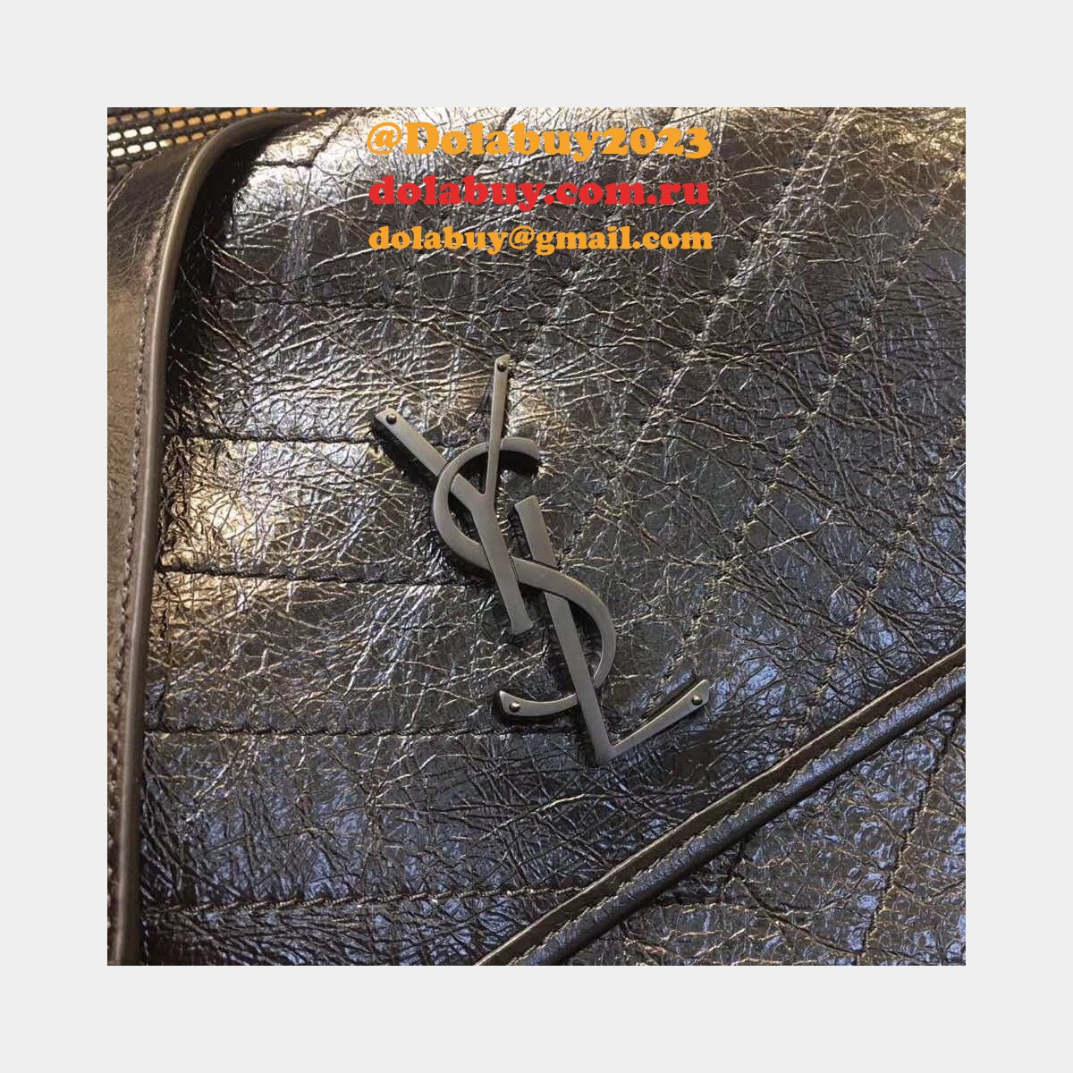 Buy Online YSL Nikki 28cm 498894 Stitch Flap Black Bag