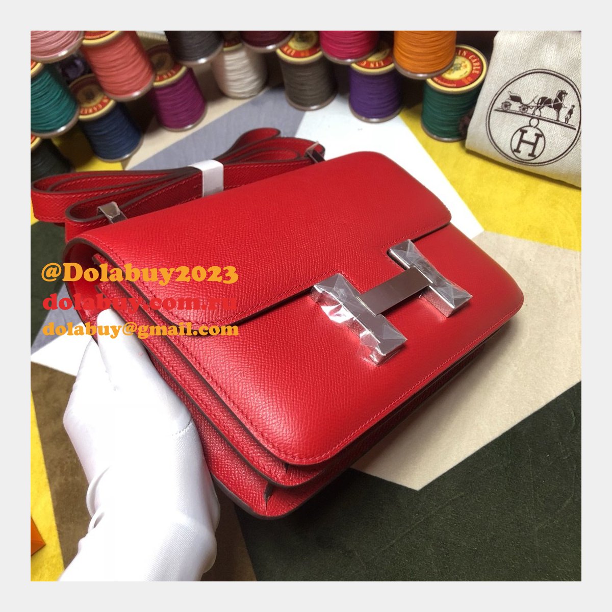 Hermes Constance Bag 23cm Epsom Leather Red