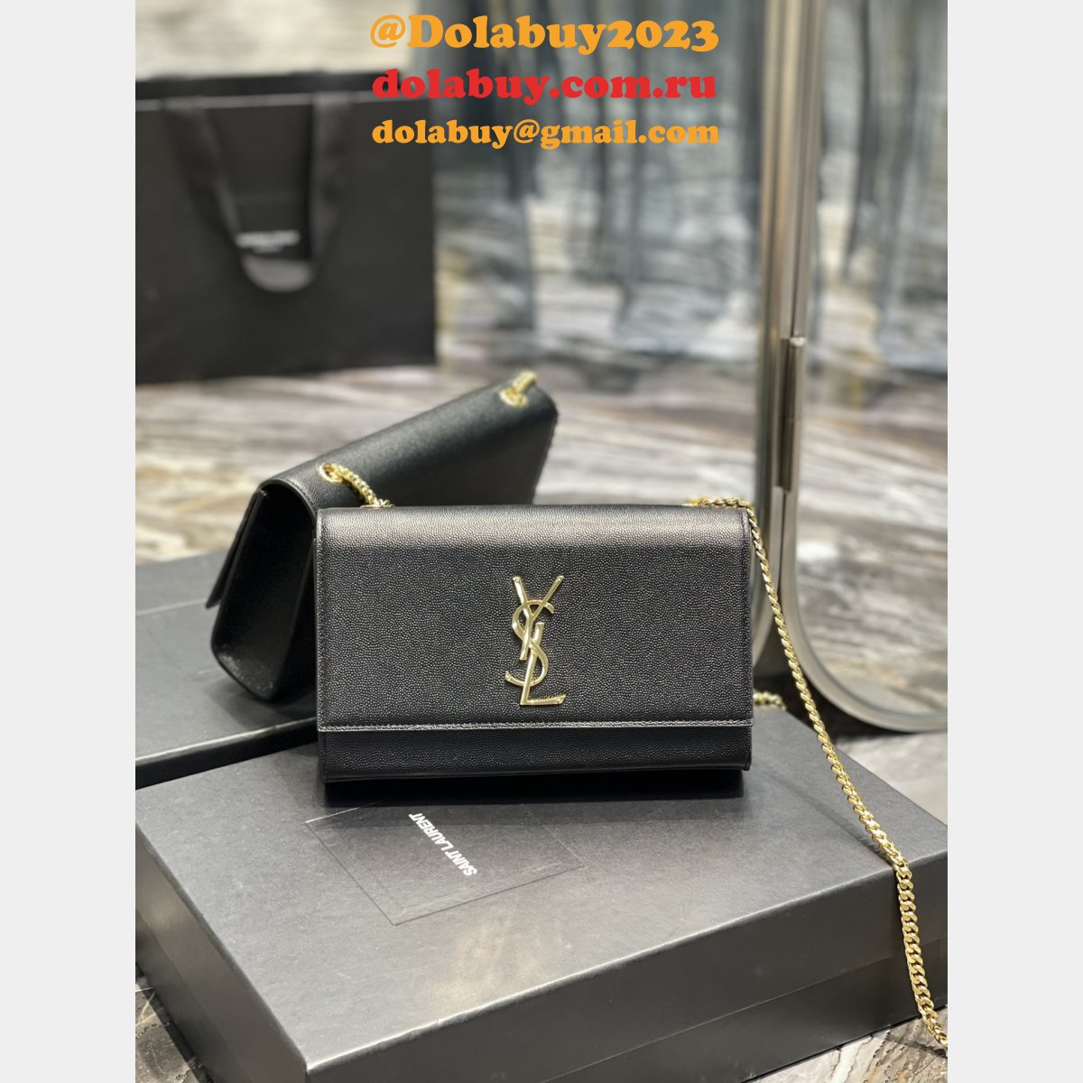 YSL Top Quality 364021 Original Caviar Leather Shoulder Fake Bag