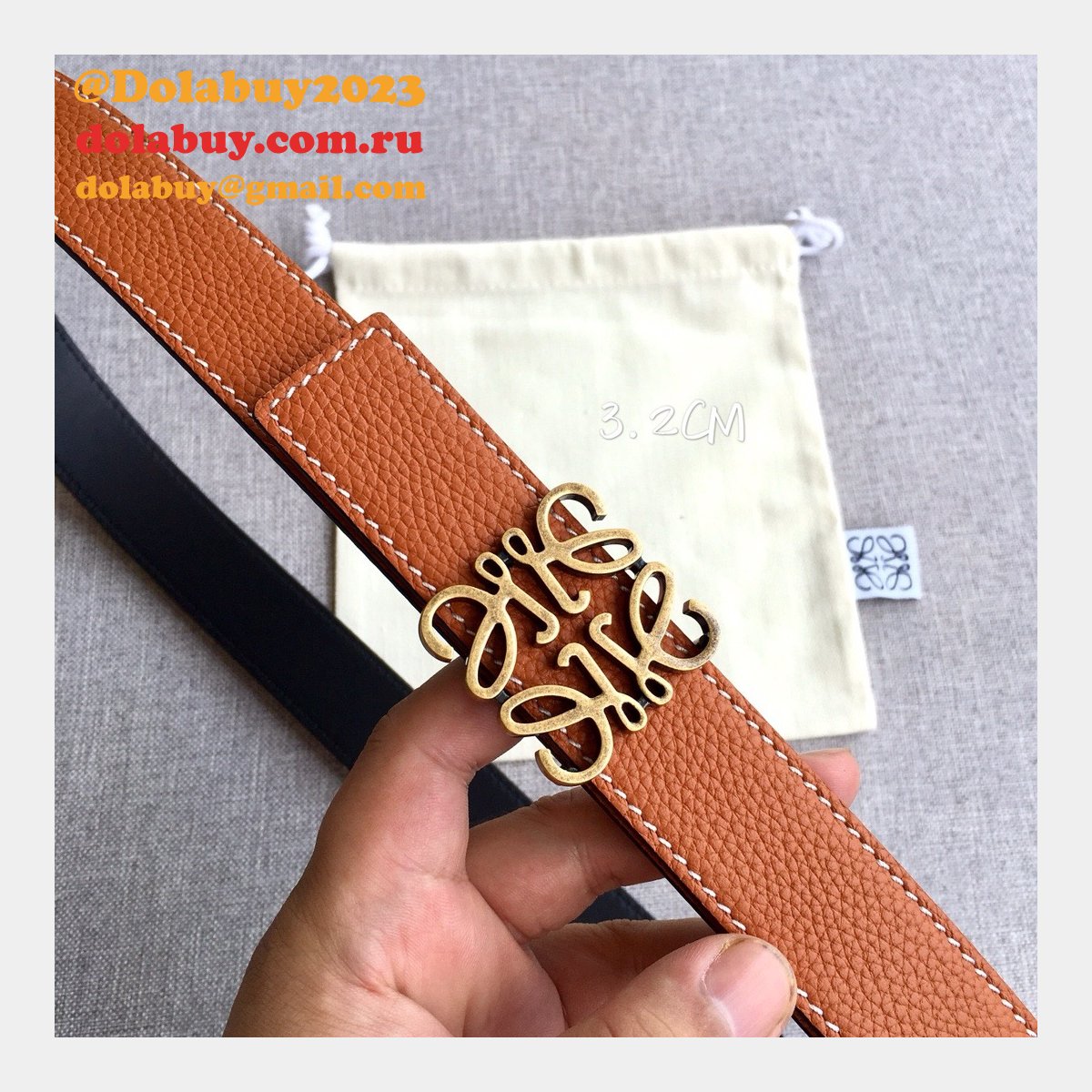 Loewe Top Quality Fashion Anagram 3.2CM Width Replicas Belts