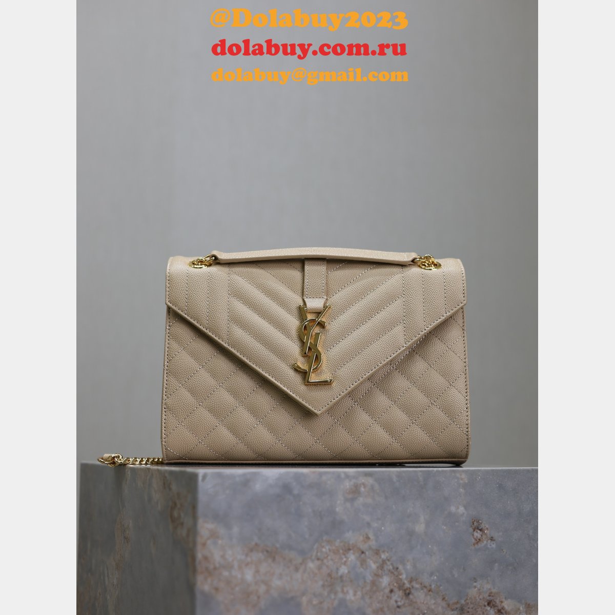 Top Quality Yves Saint Laurent Caviar Leather Envelope Bag