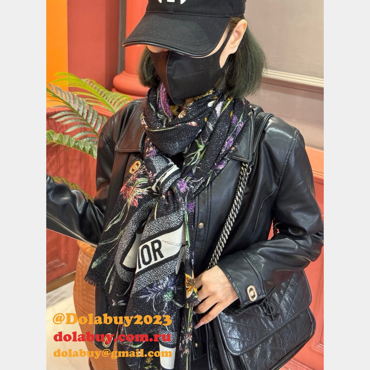 Luxury Dior Sun Goddess Silver Silk Scarf