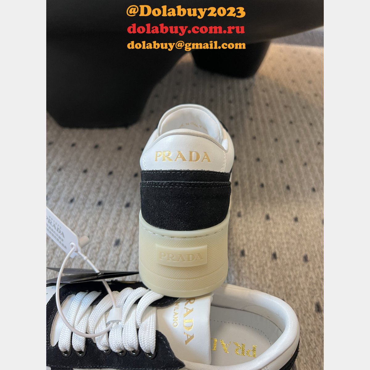 Prada Downtown Bold Nappa Leather And Suede Sneakers