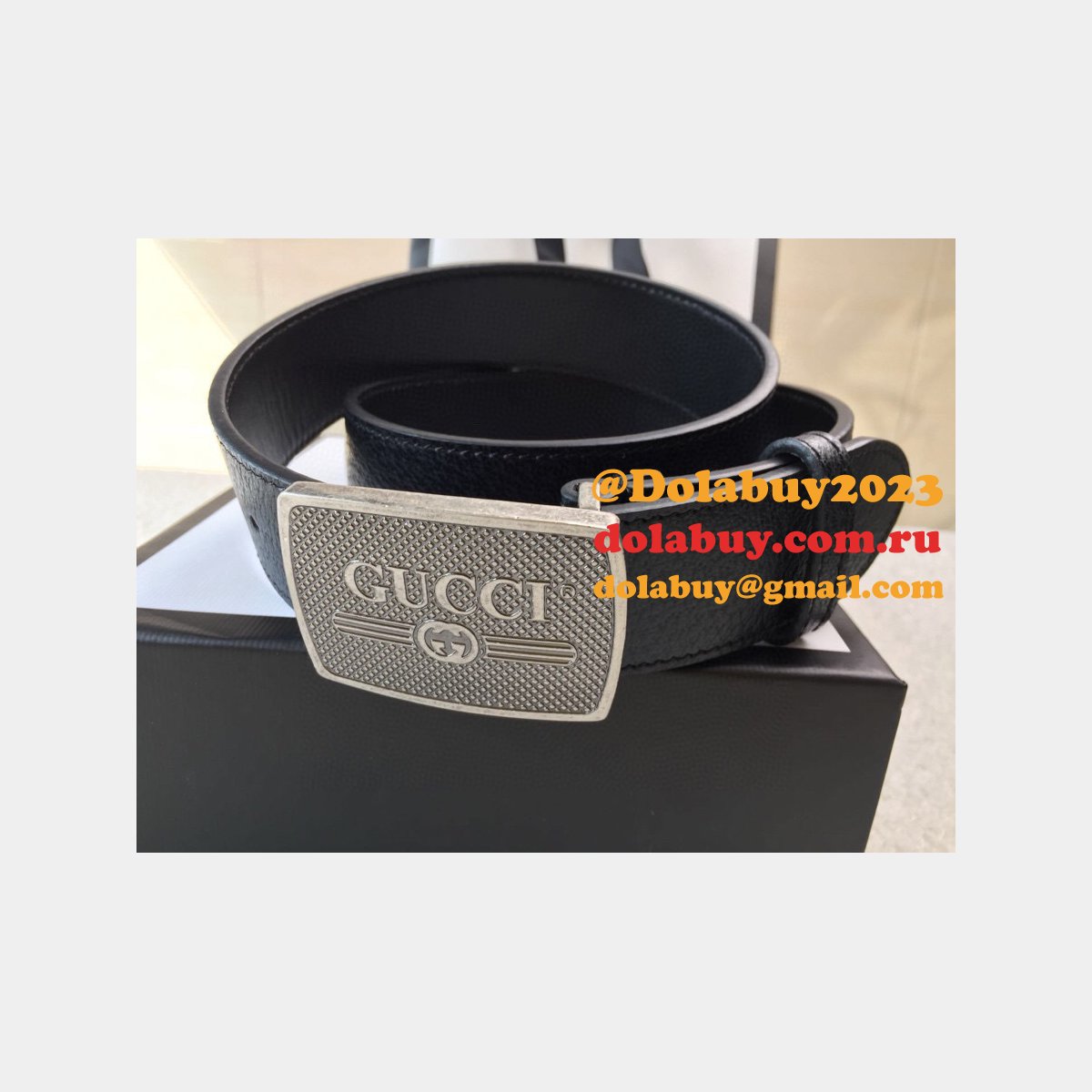 knockoff G*u*i leather belt 38mm black replica