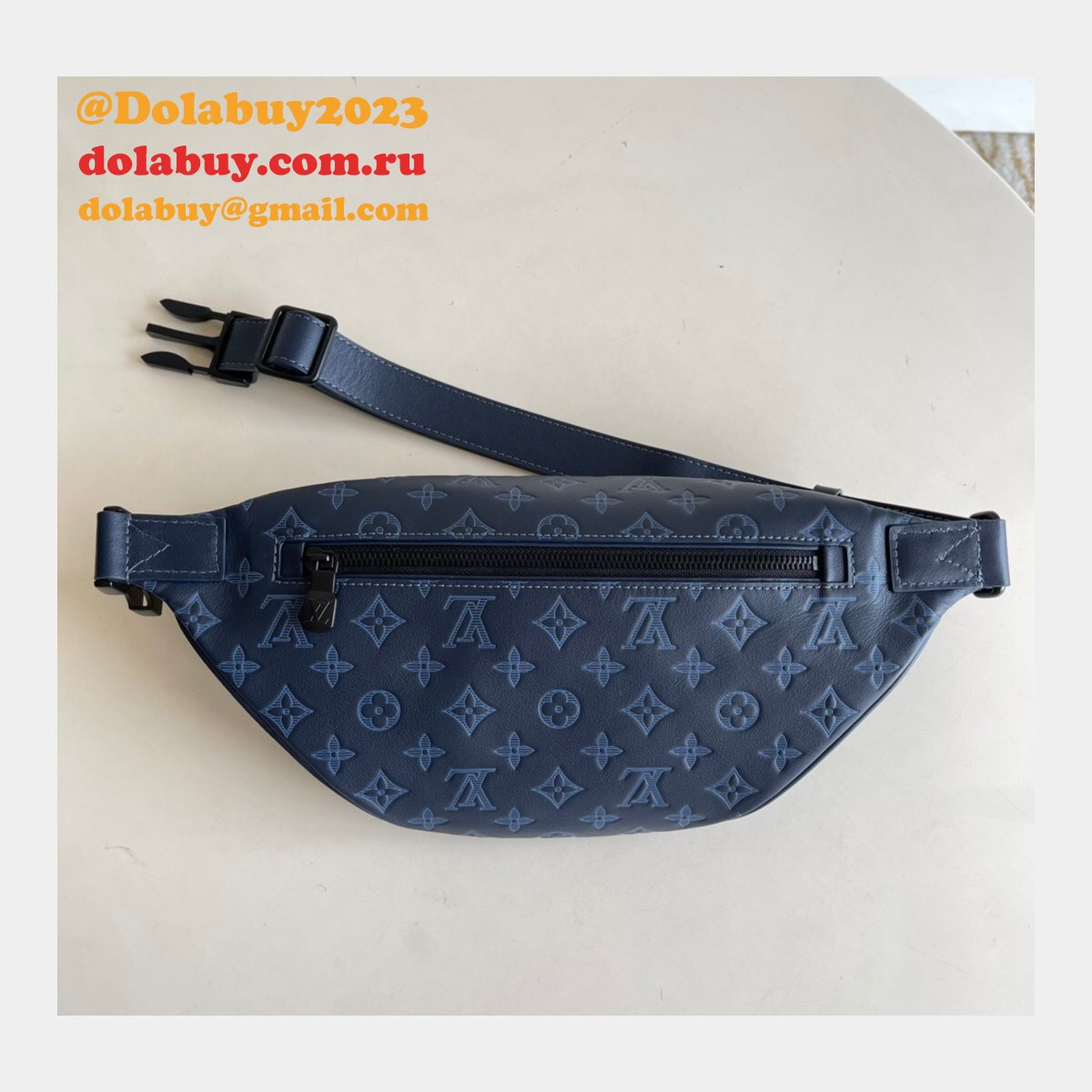 Louis Vuitton Replica China M45729 Discovery Bumbag PM Monogram Shadow Blue Bags