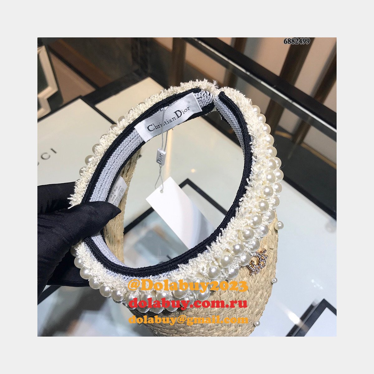 Best Christian Dior Natural raffia splicing sun Empty top hat