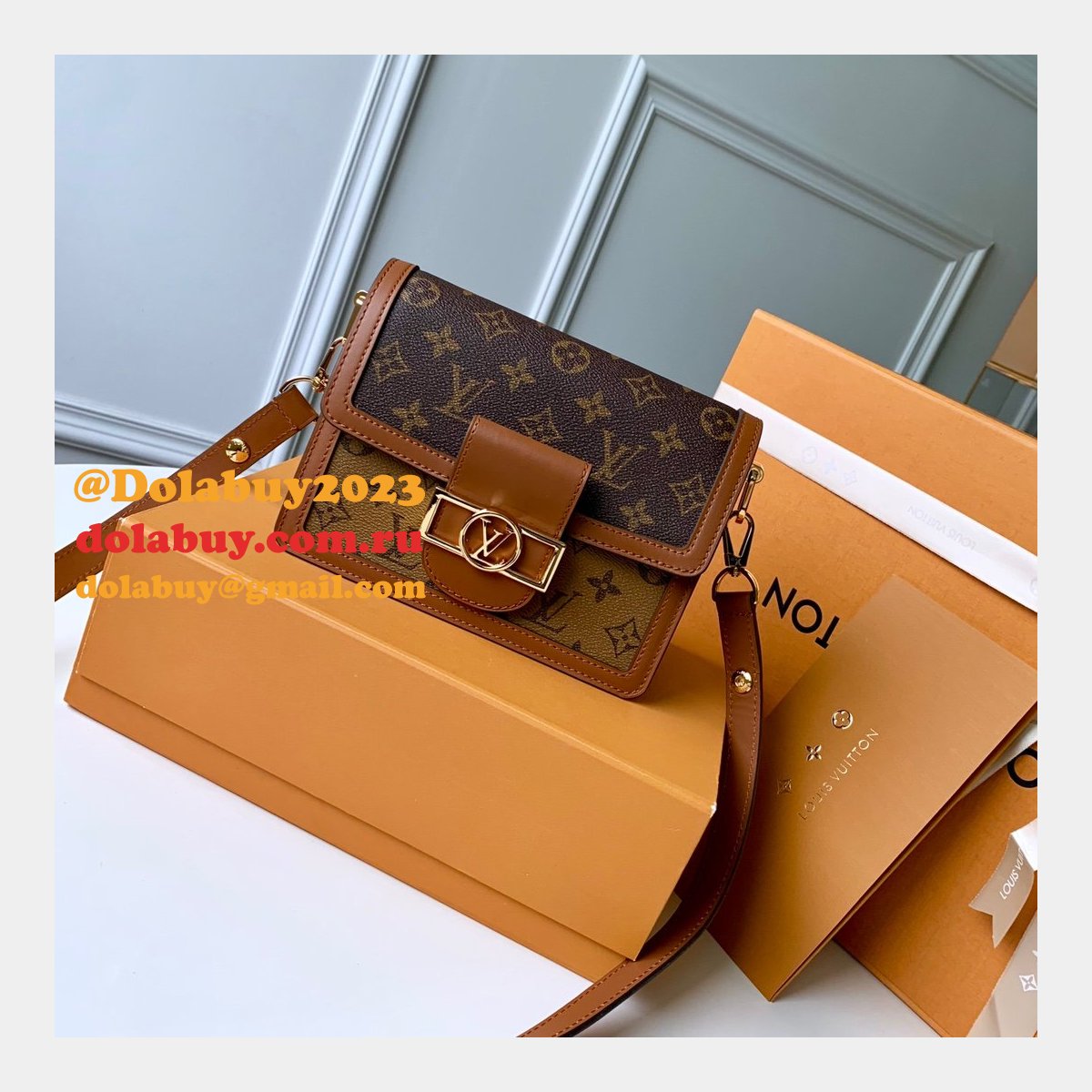 7 Star Louis Vuitton Replica Dauphine MM Monogram in Marron M44391