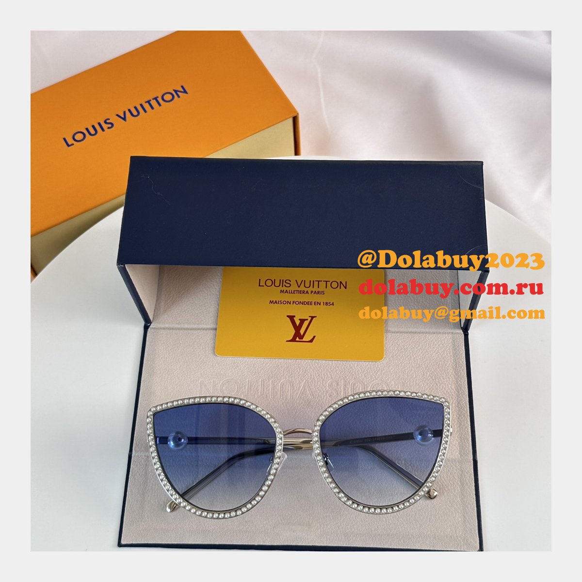 Luxury Replica Pearl Cat Eye Sunglasses Sale