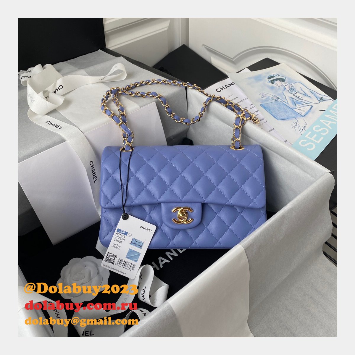 High Quality Replica Lambskin Classic Flap CF 23cm Bag