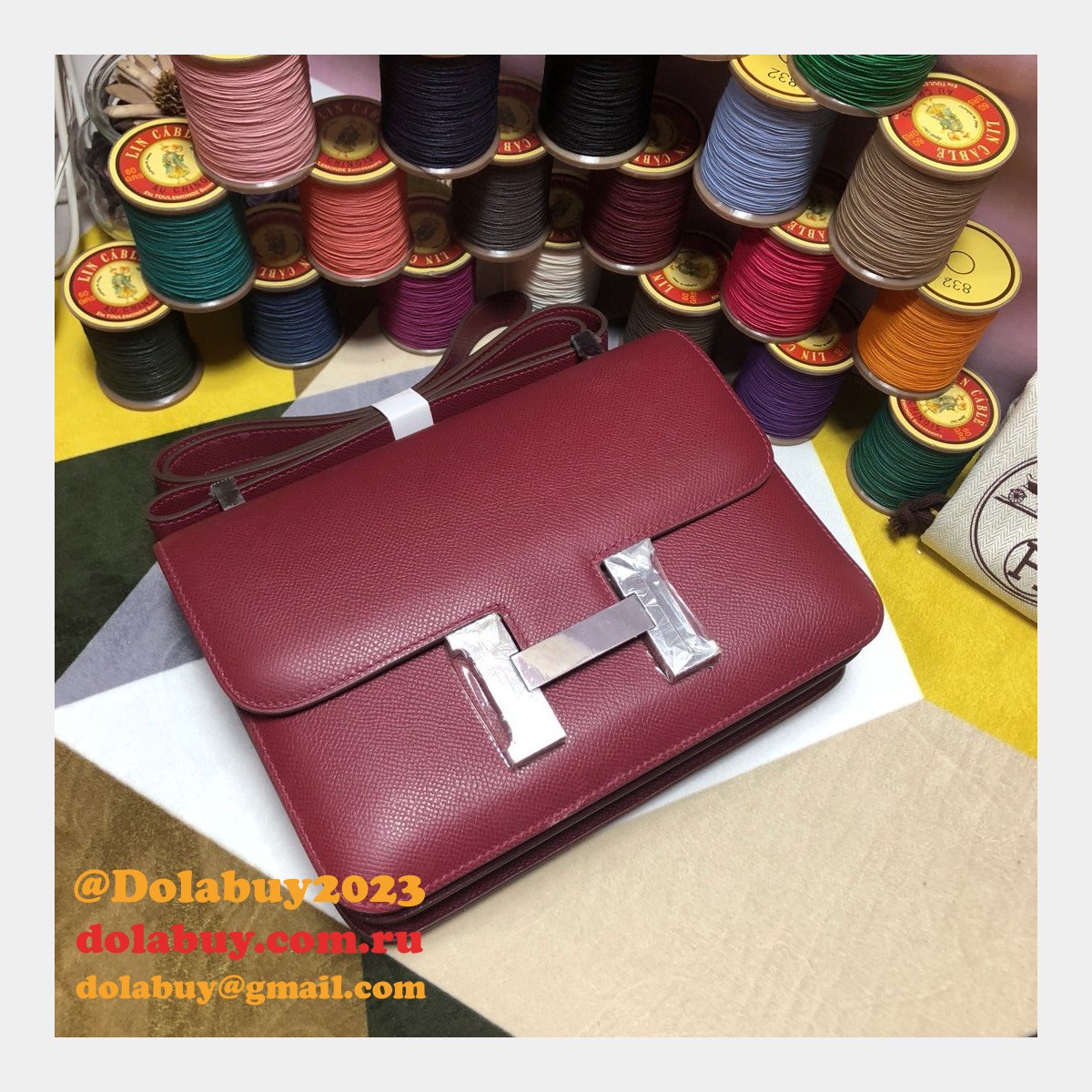 Hermes Constance Bag 23cm Epsom Leather Burgundy
