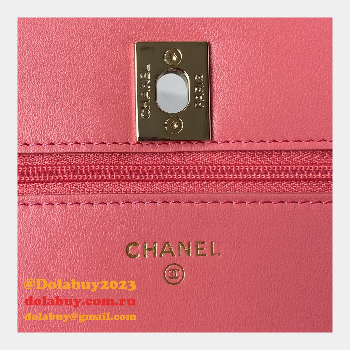 Good Replica Woc A80982 Wallet on Chain Lambskin & Gold-Tone Metal