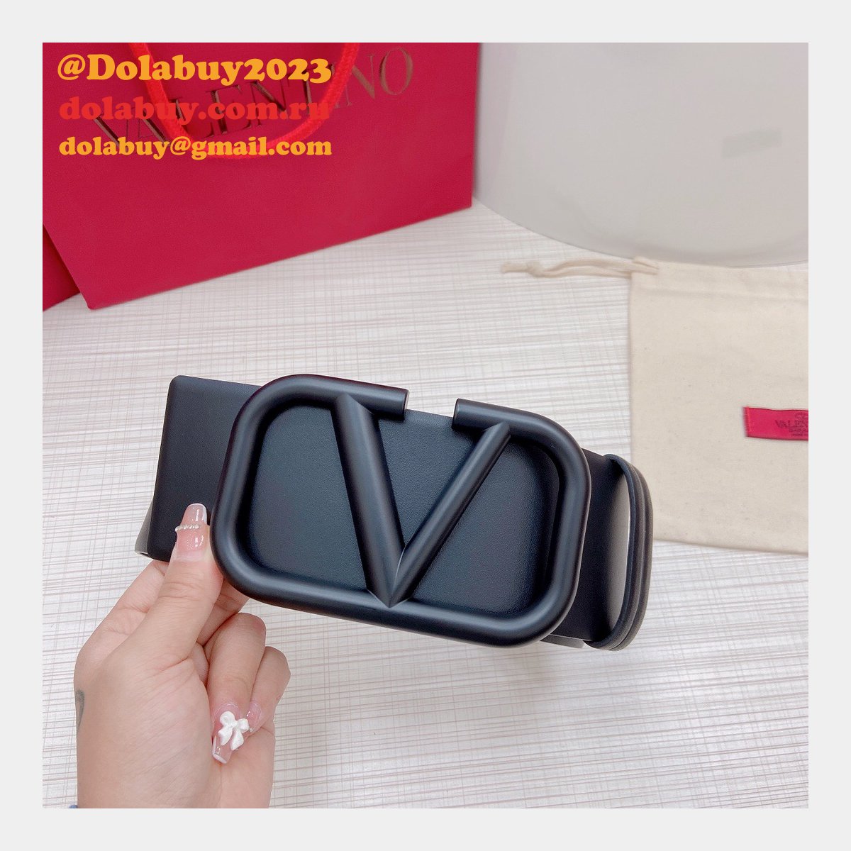 Wholesale Replica Valentino Black/Red Belts