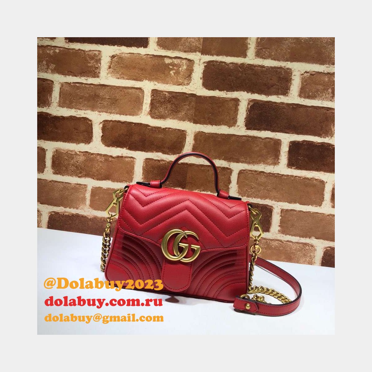 cheap 547260 G*u*i chevron leather gg marmont mini top handle