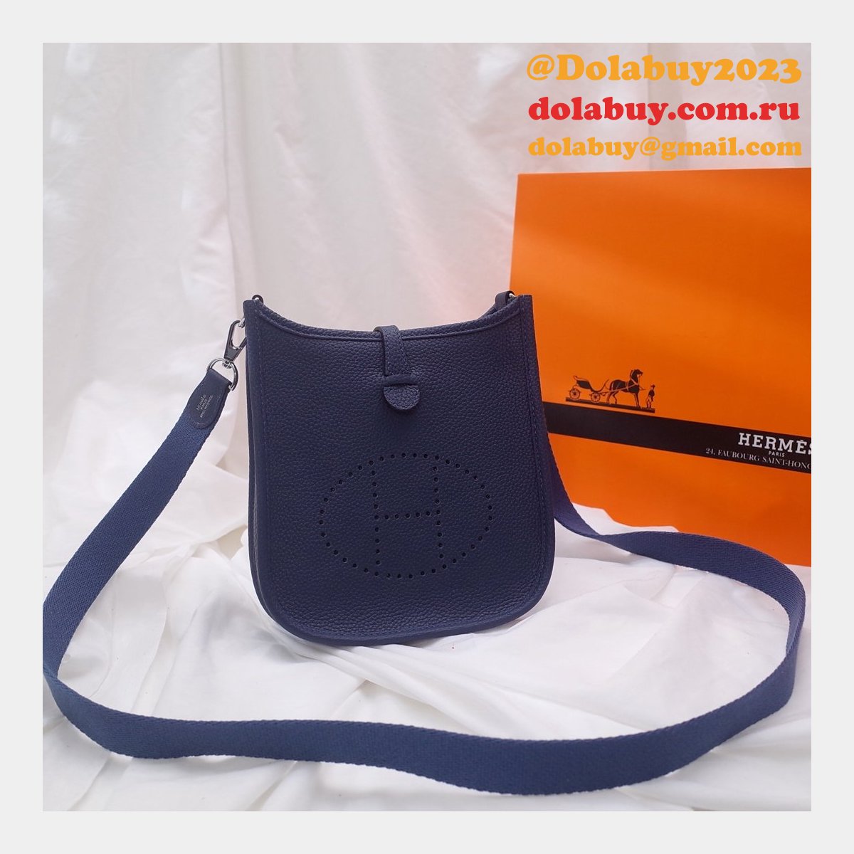 Replica Hermes Evelyne Navy blue TPM Mini Bags