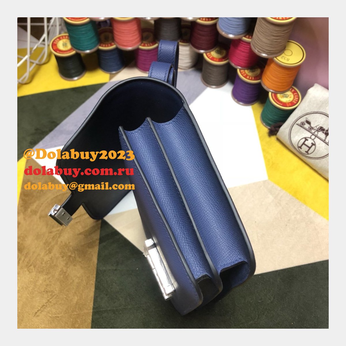 Hermes Constance Bag 23cm Epsom Leather dark blue