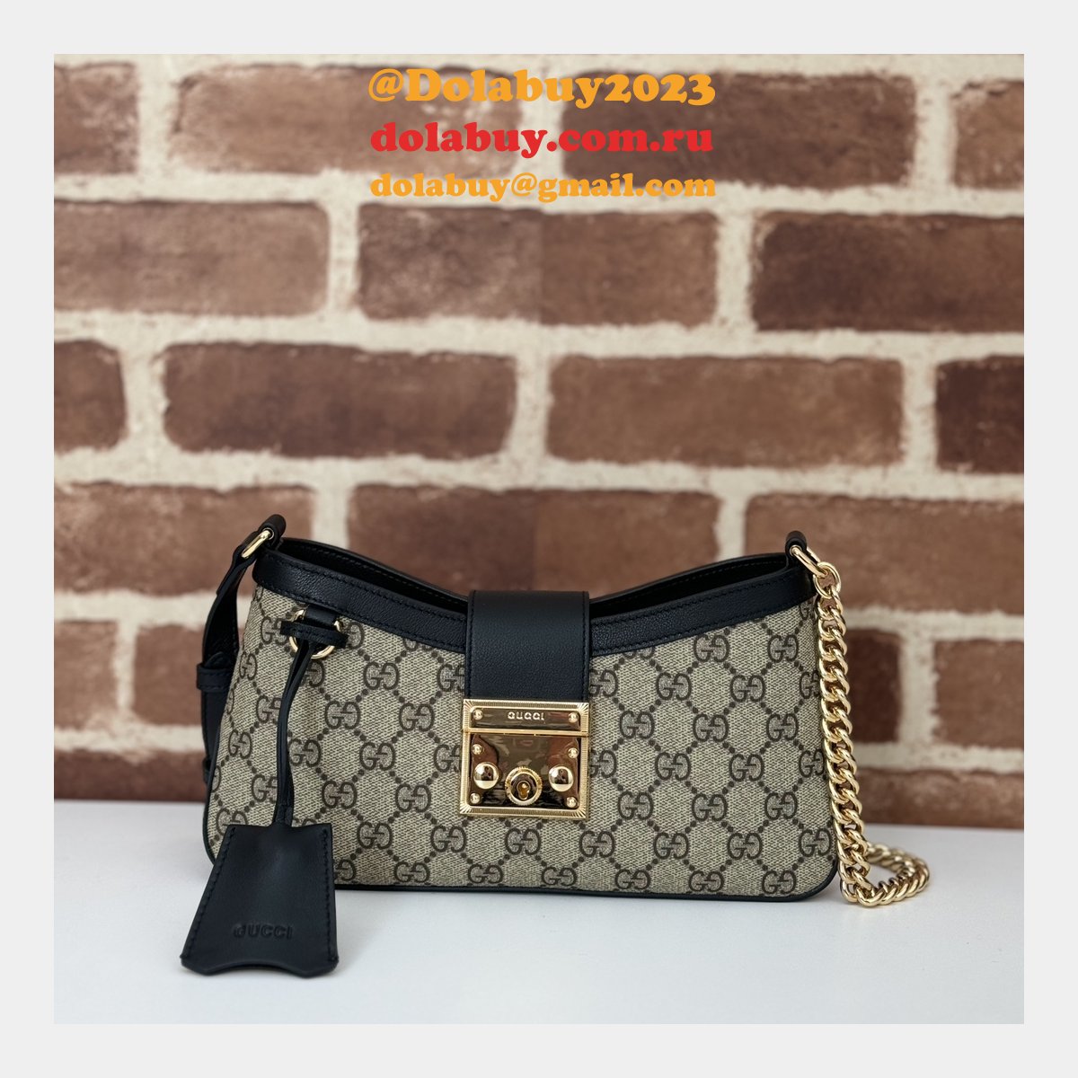 G*u*i best quality replicas 811705 padlock shoulder bag