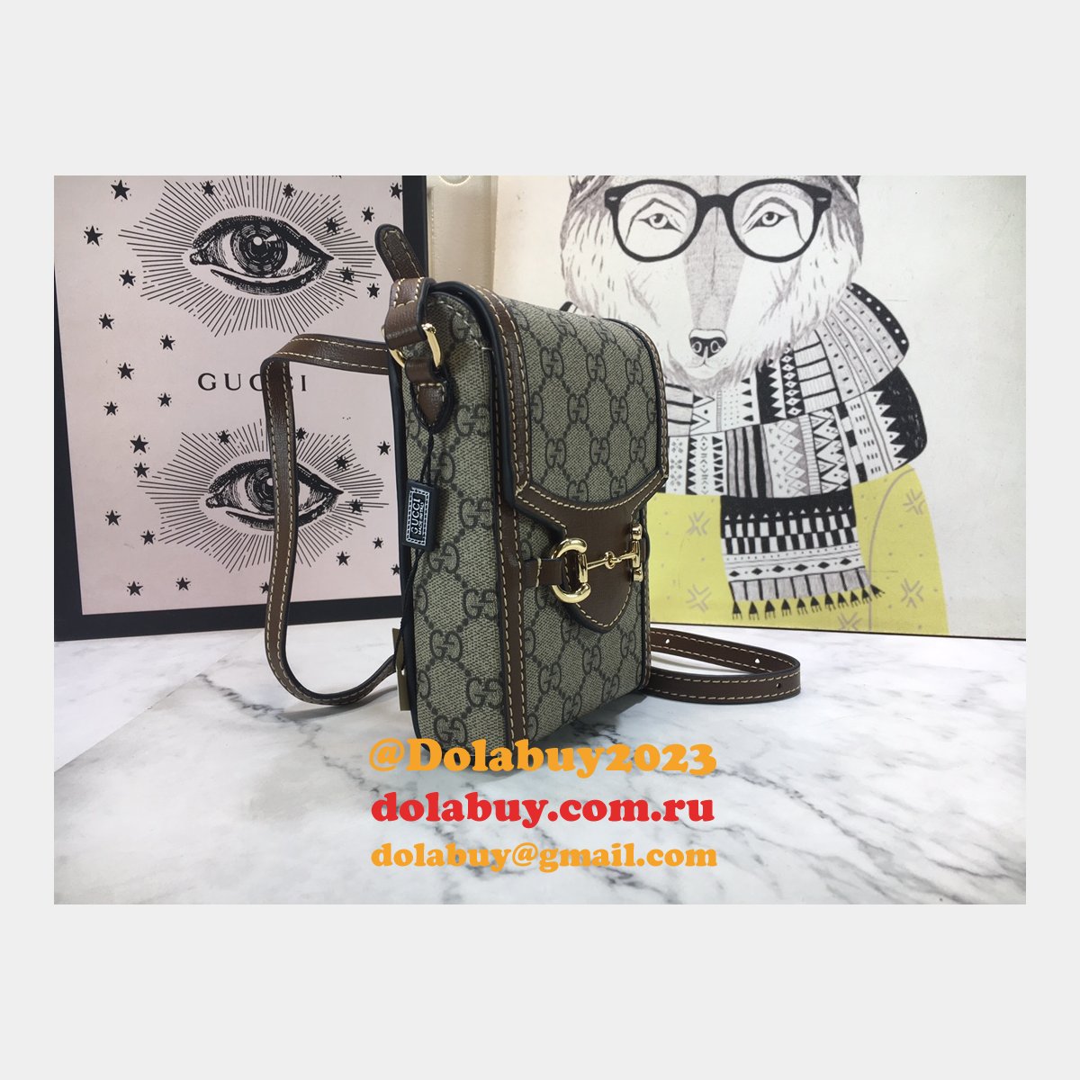 replica G*u*i brown G*u*i horsebit 1955 mini 625615 bag