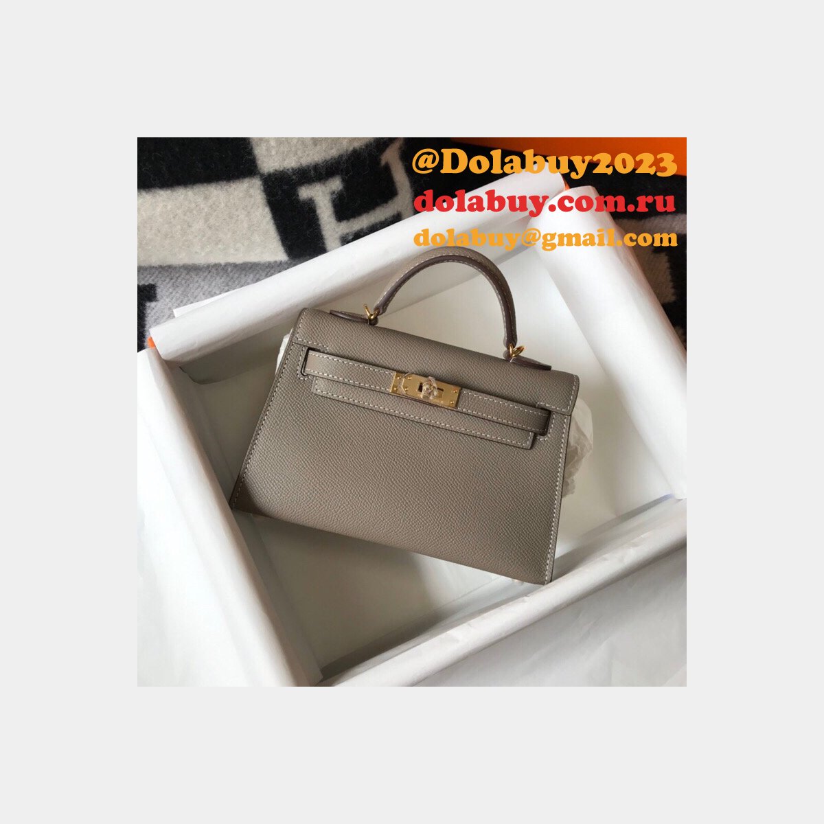 AAA Replica Hermes Mini Kelly Grey Bags