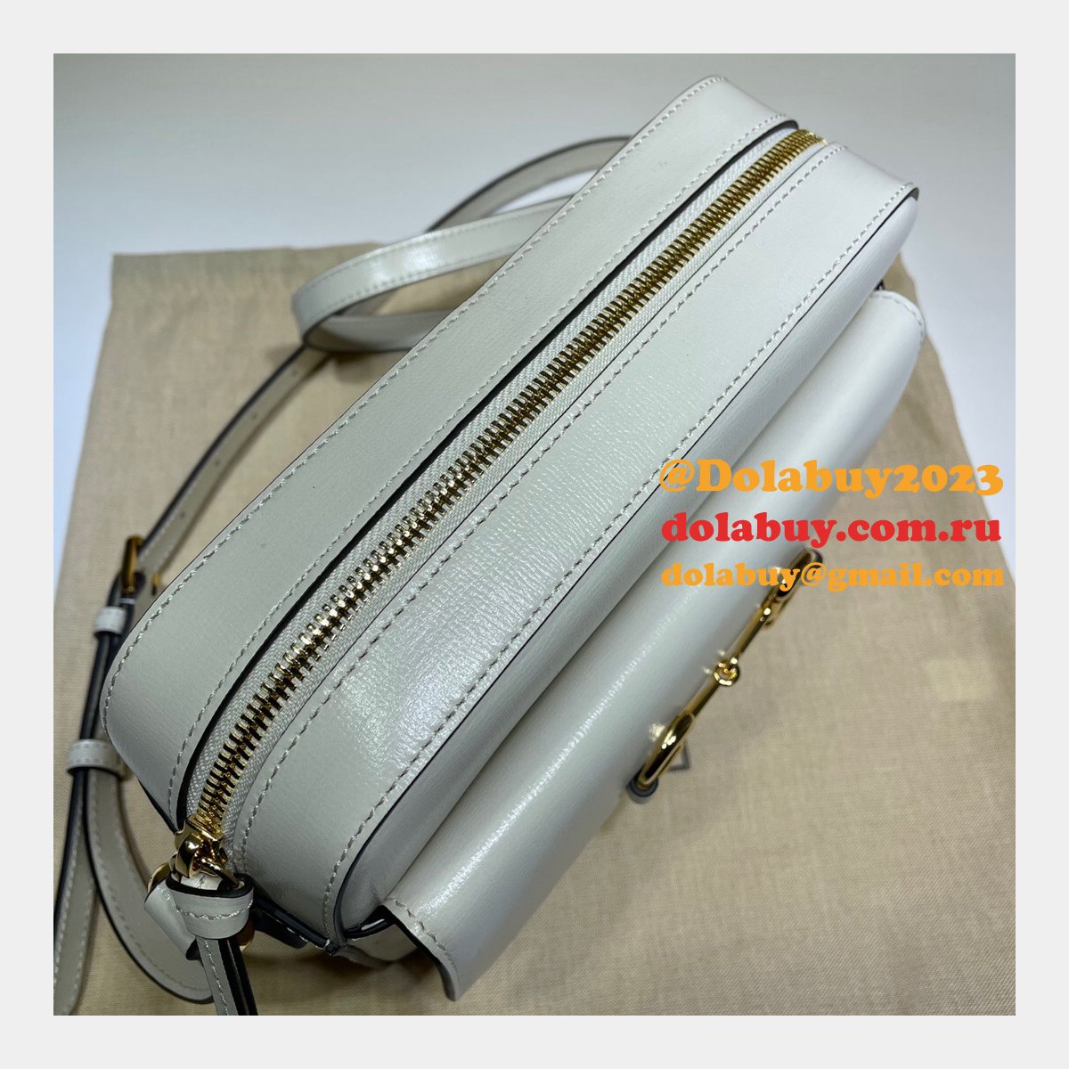 G*u*i horsebit 1955 small shoulder 645454 black army green white bag