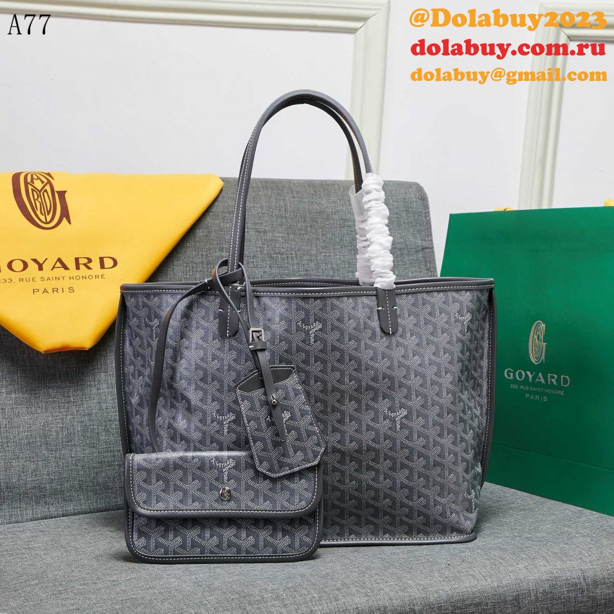 Replica Goyard Classic Chevron St. Louis PM Totes Dark grey Bags