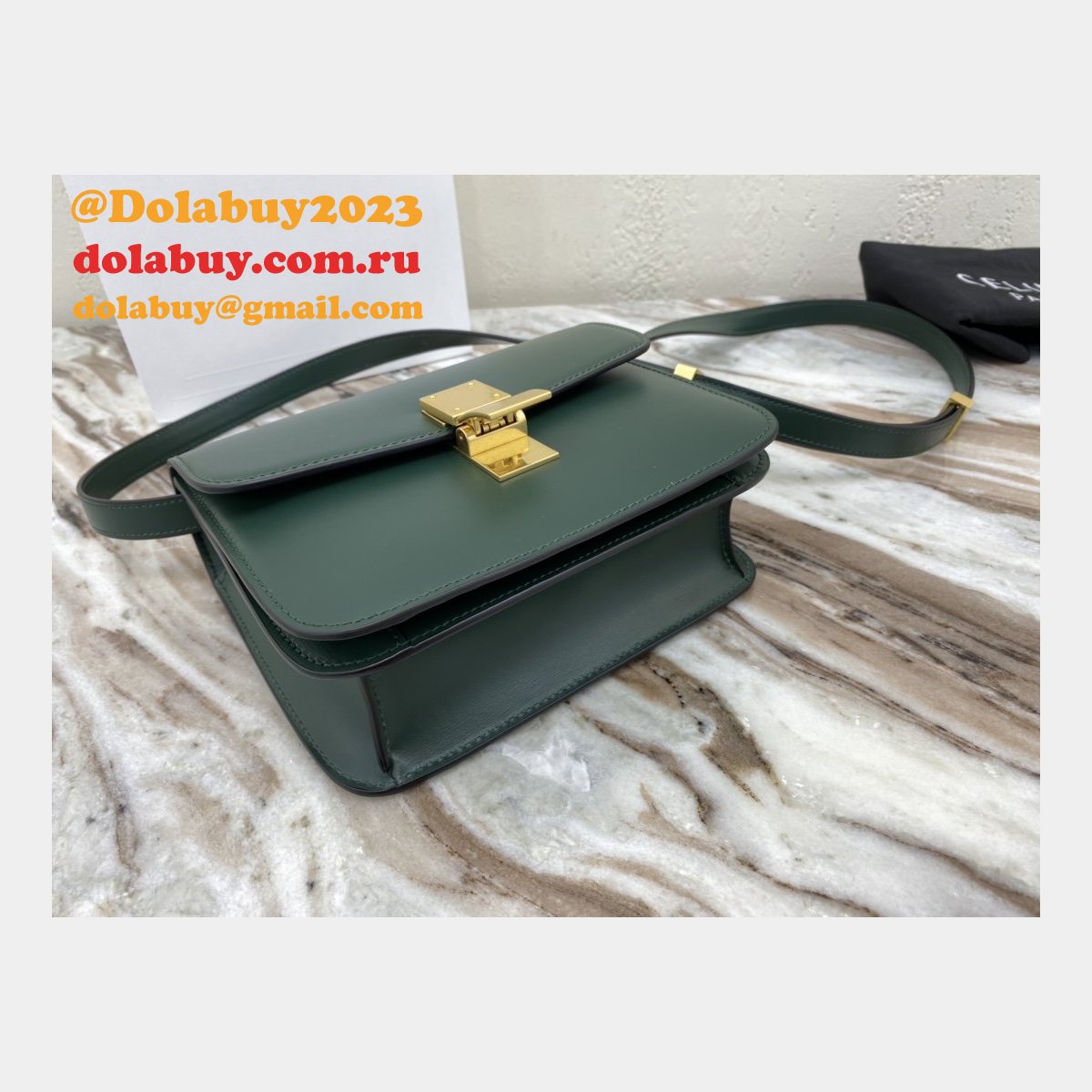 Celine Cheap Teen Classic Box ArmyGreen shoulder bag