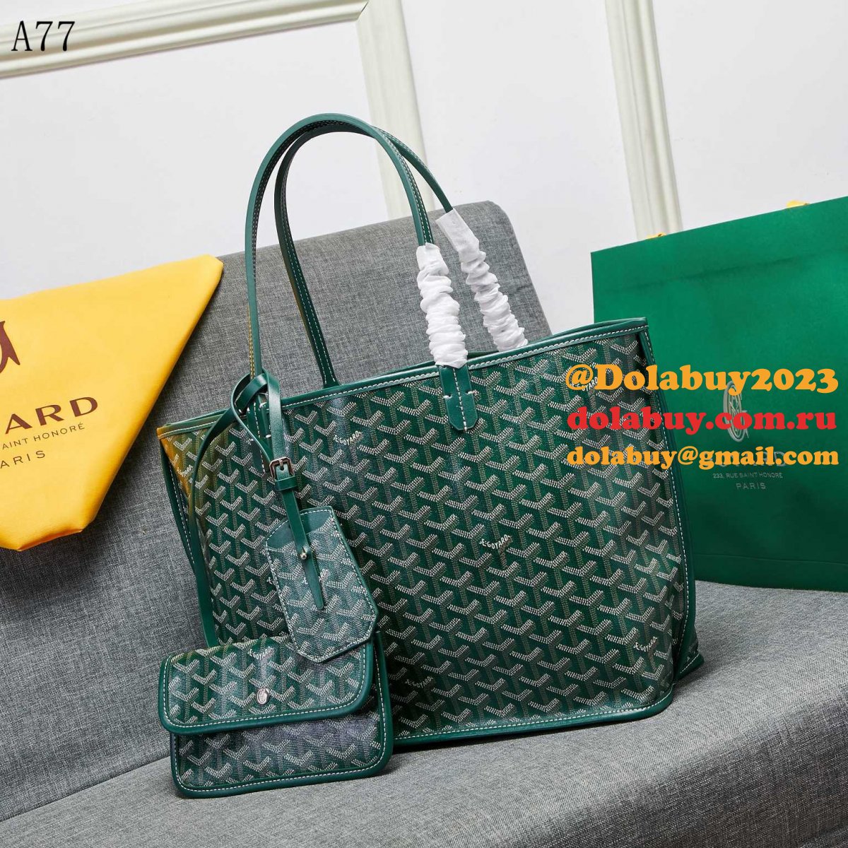 UK Goyard Classic Chevron St. Louis PM Totes Green Bags