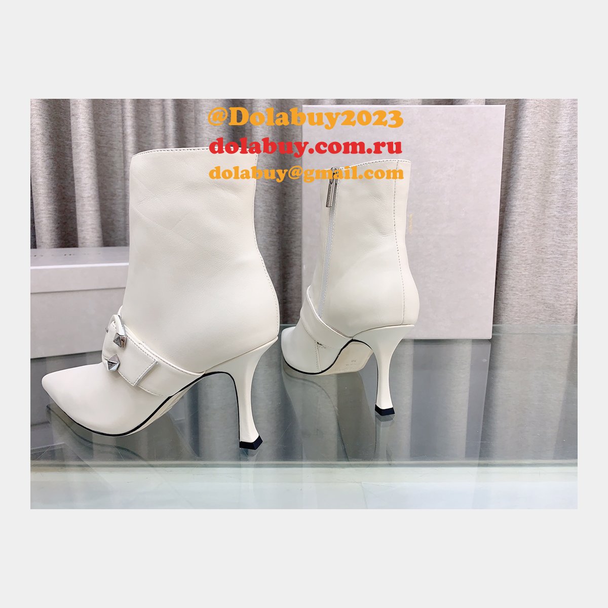 Duplicate Jimmy Choo C Buckle High Heel Ankle Replica Boots