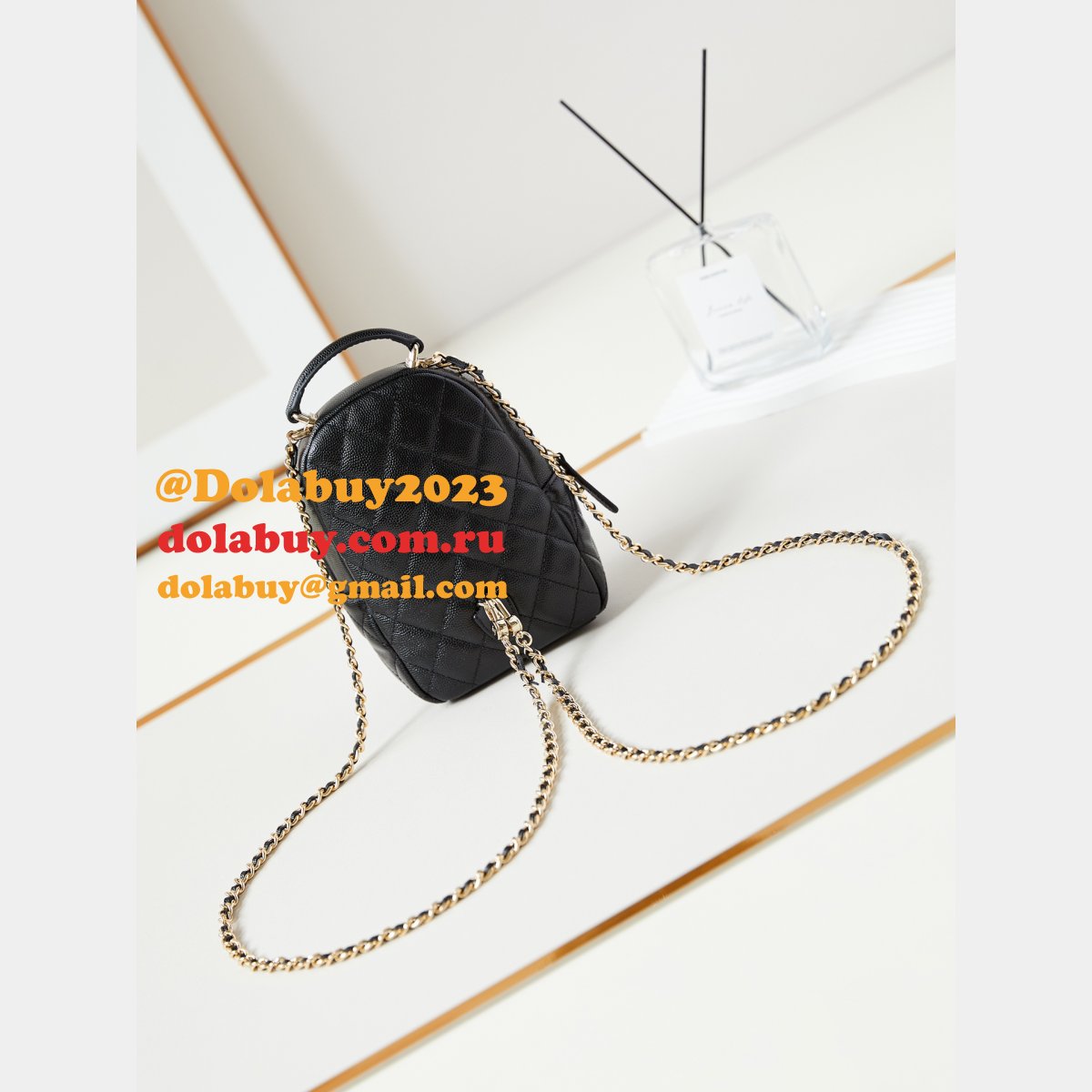 Fashion 24Cmini caviar leather women backpack AP3753