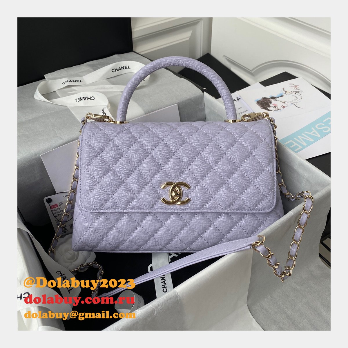 Luxury CC coco handle bag 92991 caviar leather 29cm