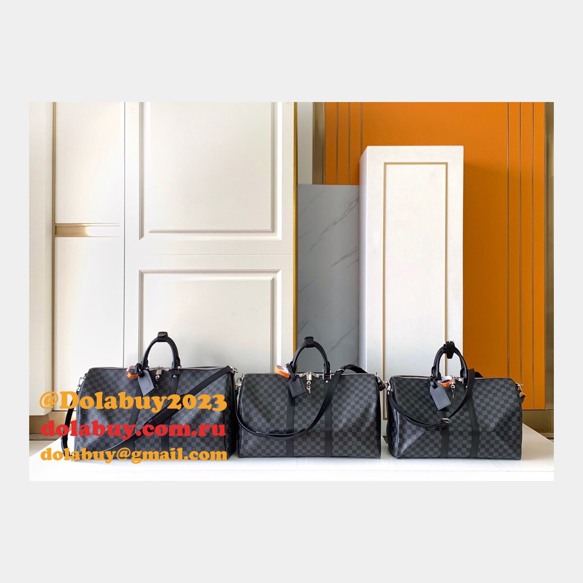 LV Keepall Replica Keepall Bandouliere N41418/N41416/N41413 Damier Graphite Canvas